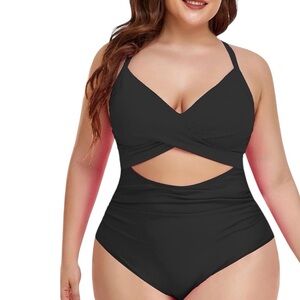 Eomenie One Piece Tummy Control Cutout High Waisted Bathing Suit Wrap‎ TieBack